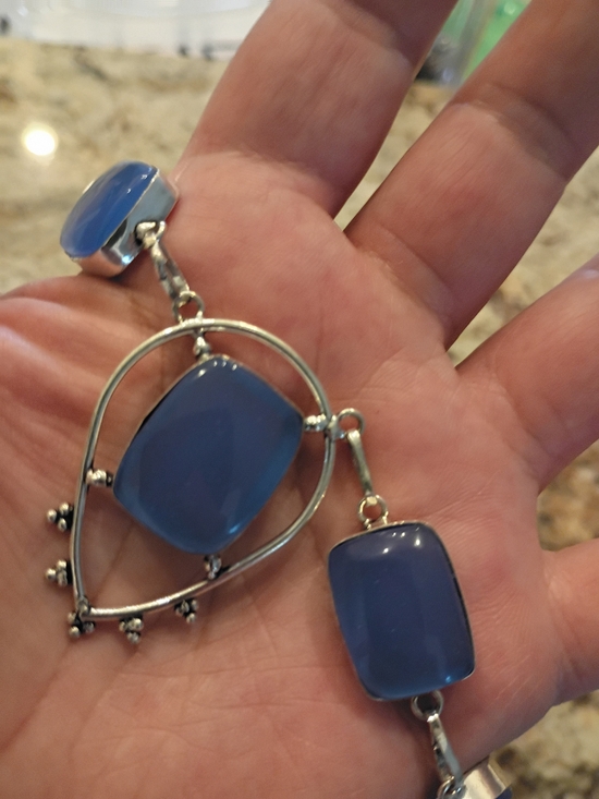 no brand Jewelry - Periwinkle Blue  Calcedony Statement Pendant Necklace Beautiful Color!